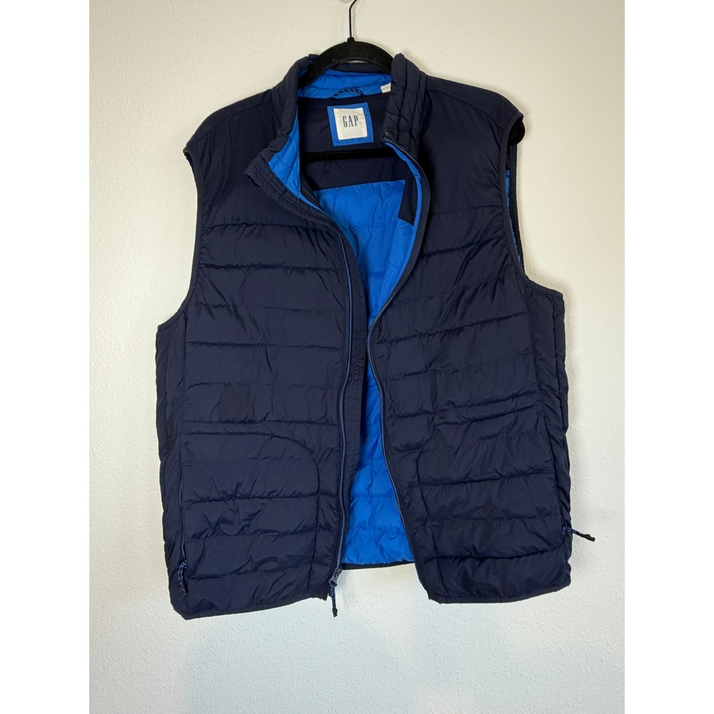 Gap Mens PrimaLoft Puffer Vest Navy Blue Full Zip Quilted Jacket Mens XL